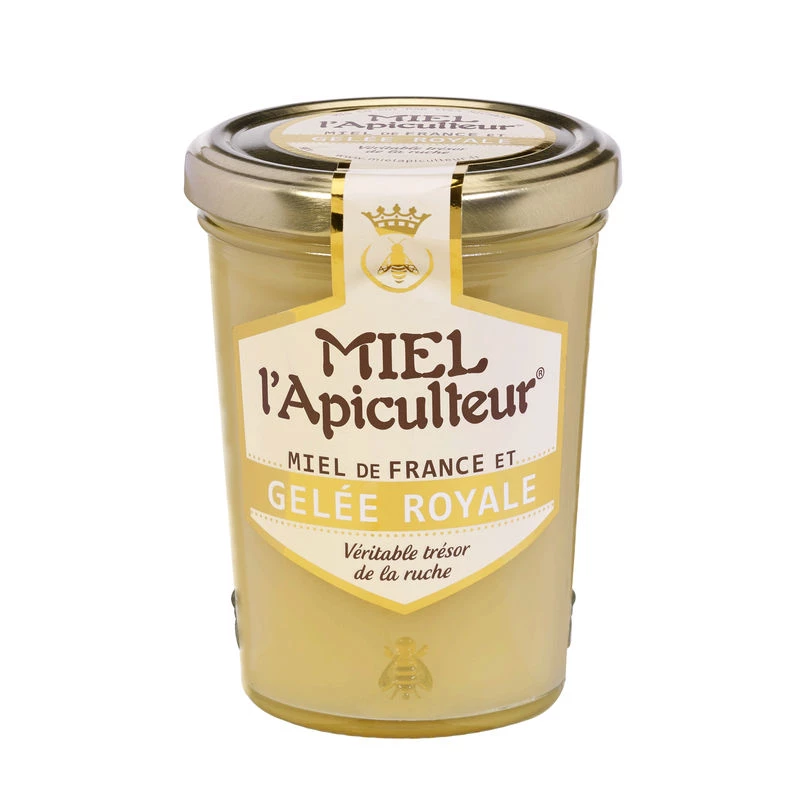 Romige glazen pot met honing en koninginnengelei, 250 g - MIEL L'APICULTEUR