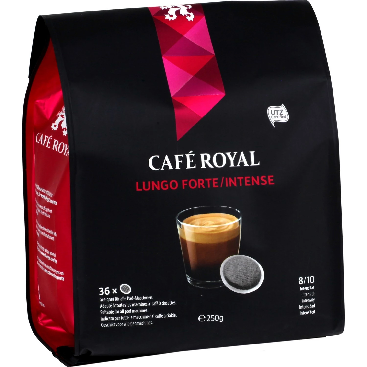 Starker und intensiver Lungo-Kaffee x36 Pads 250 g – CAFÉ ROYAL