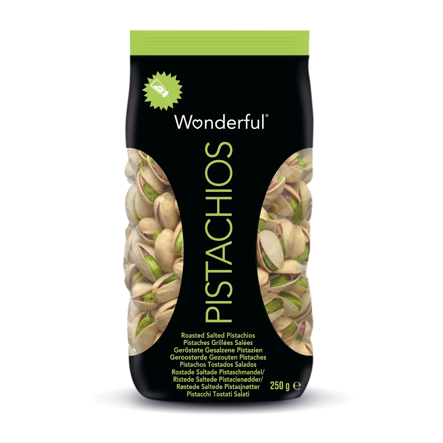 Pistachenoten, peper en zout, 250 g - WONDERFUL