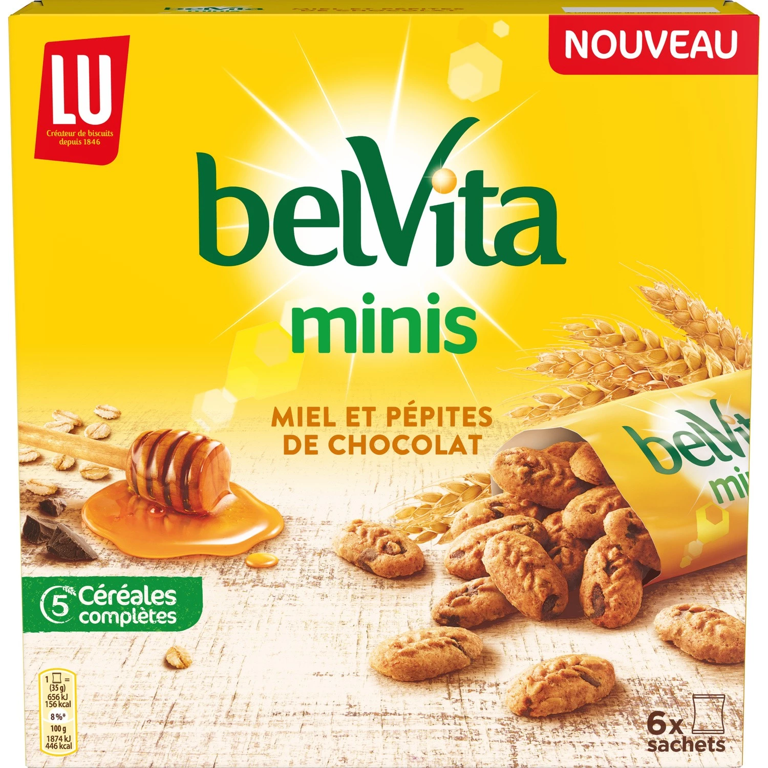 Biscuits petit déjeuner miel et pépites de chocolats 210g - BELVITA