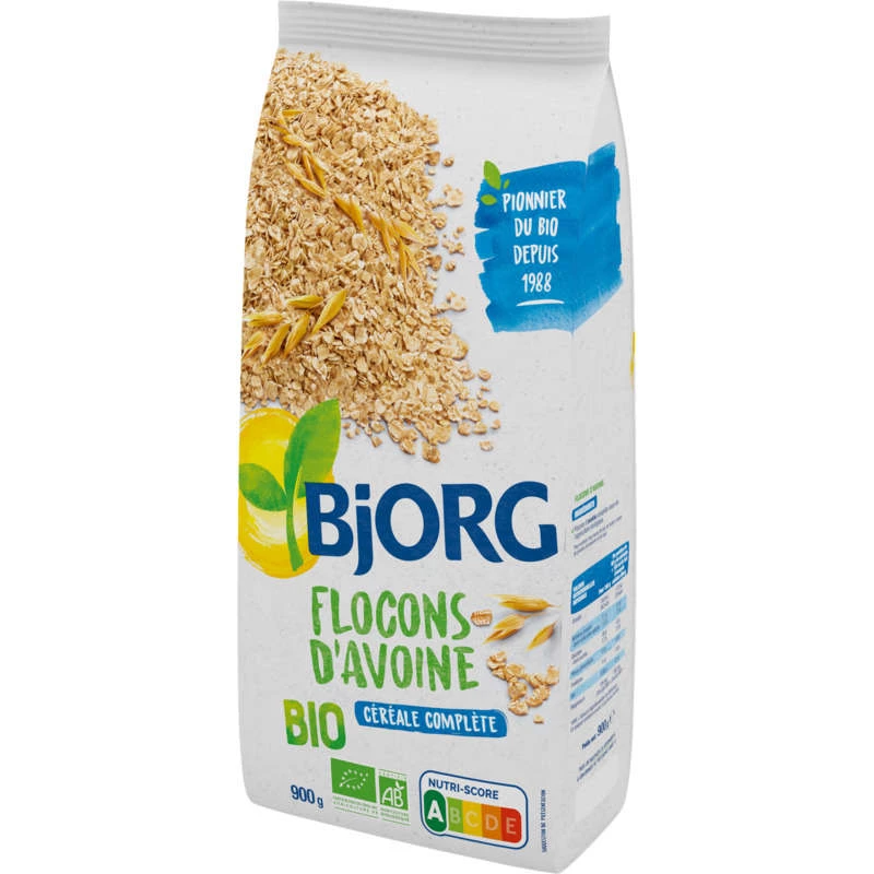 Organic whole grain oat flakes, 900g, BJORG