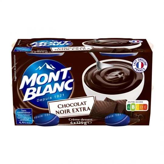 Crème dessert chocolat extra noir, 125g - MONT BLANC