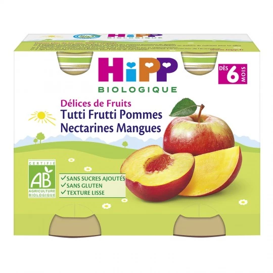 Dessert bébé BIO pommes/ nectarines/ mangues dès 6 mois 2x190g - HIPP