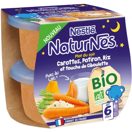 Repas bébé BIO carottes/ potiron/ riz dès 6 mois  400g - NESTLE