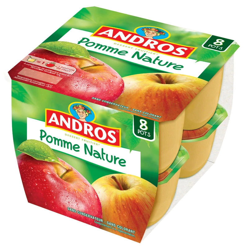 Compote pomme nature 8x100g - ANDROS