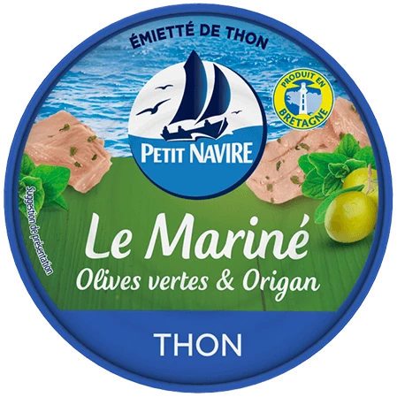 Atum em flocos marinado com azeitona verde e orégano - Petit NAVIRE