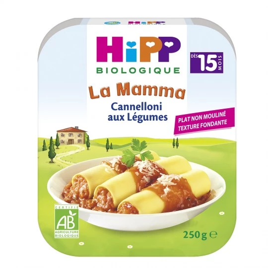 Prato de canelone para bebê com vegetais orgânicos a partir dos 15 meses 250g - HIPP