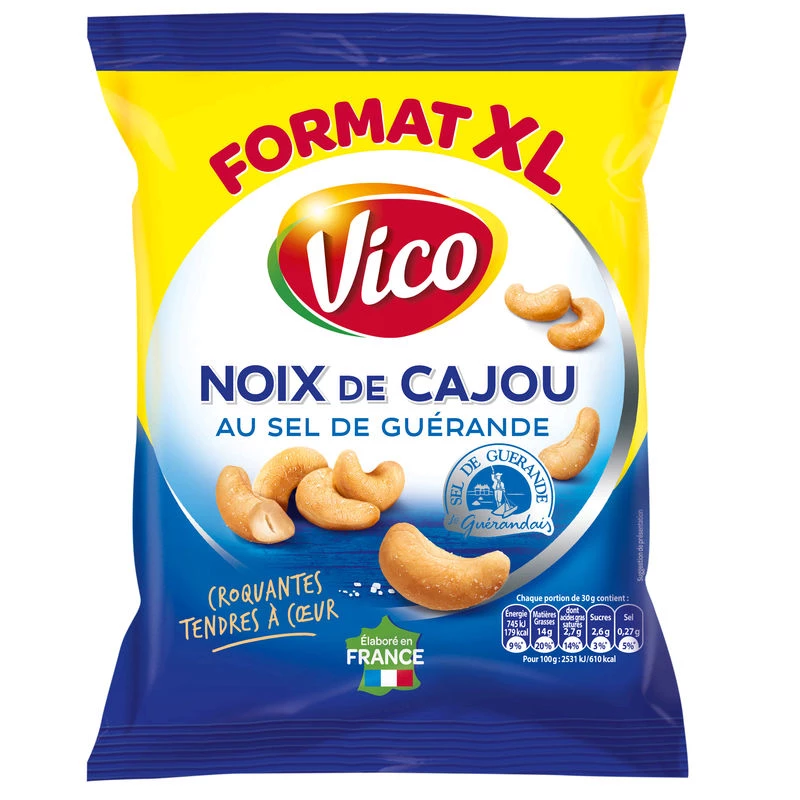 Roasted Cashew Nuts with Guérande Salt, 230 g - VICO