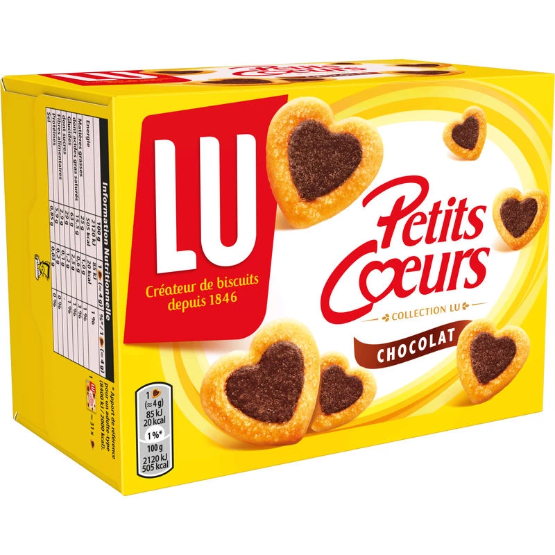 Biscuits petits coeurs chocolat 125g - LU