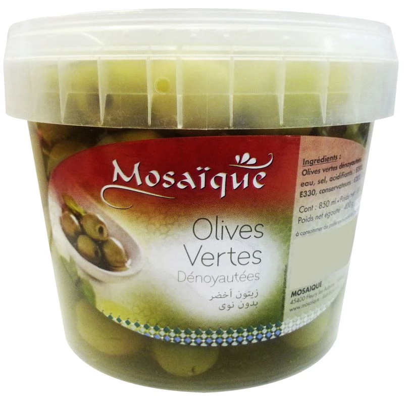 Olives vertes dénoyautées 400g - MOSAIQUE