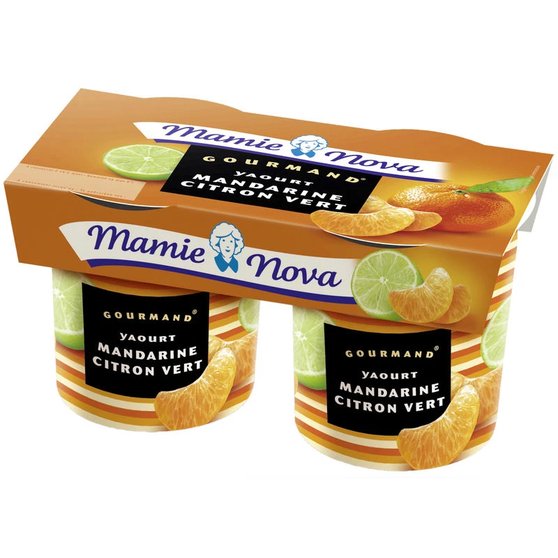 Yaourt gourmand saveur mandarine/citron vert 2x150g - MAMIE NOVA