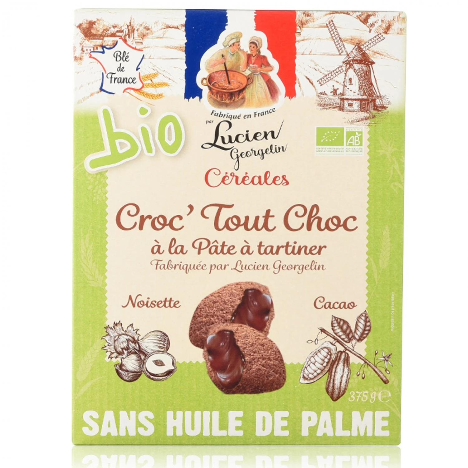 Croc'tout Choc Bio - Coussin Chocolat Fourré  à La Pâte à Tartiner Noisettes Et Cacao Bio 375g - LUCIEN GEORGELIN