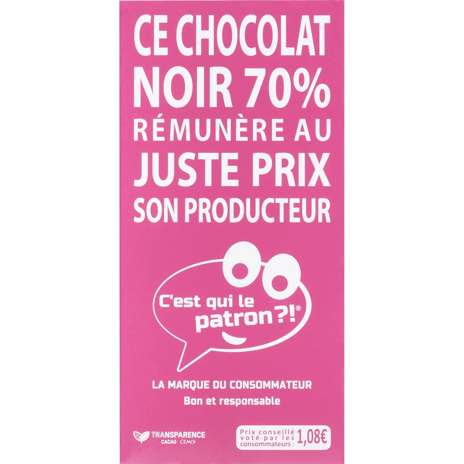 Tablette de chocolat noir 90g  - C'EST QUI LE PATRON