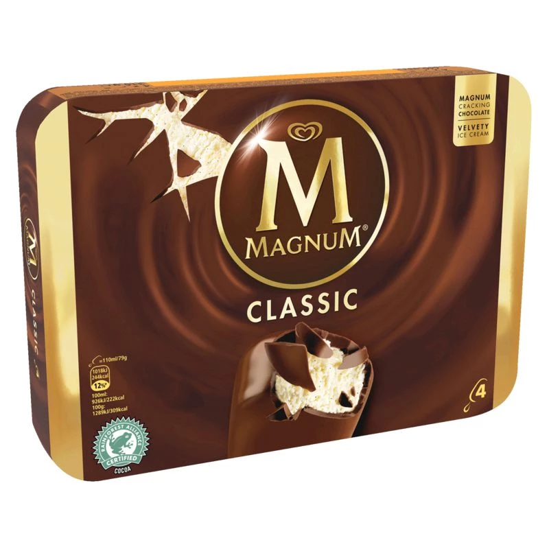 Glace chocolat classic X4 316g - MAGNUM