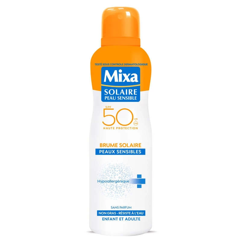 Brume solaire peau sensible SPF 50+ enfants & adulte 200ml - MIXA