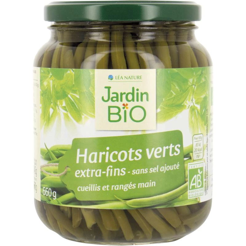 Haricots verts extra-fins Bio 660g - JARDIN Bio