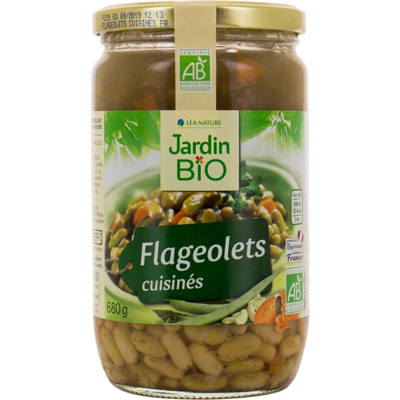 Flageolets cuisinés Bio 680g - JARDIN Bio