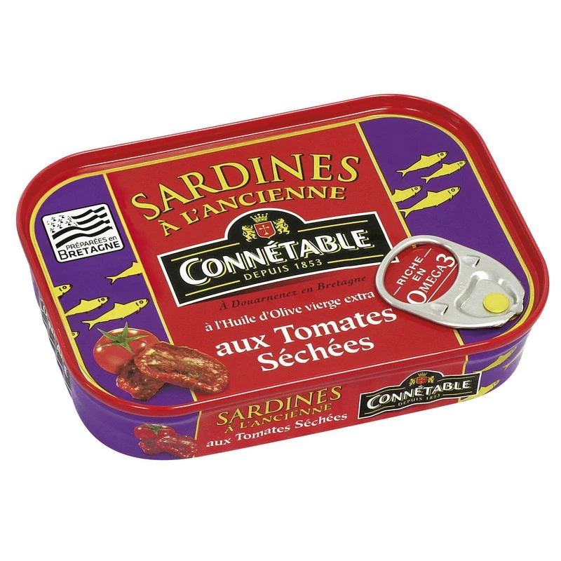 Sardines à l'Ancienne à l'Huile d'Olive vierge extra aux Tomate séchées La  de 115 g -  CONNÉTABLE