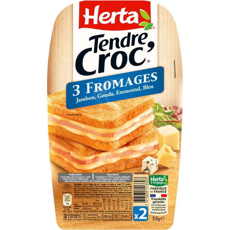 Tendre Croque 3 Fromages 210g
