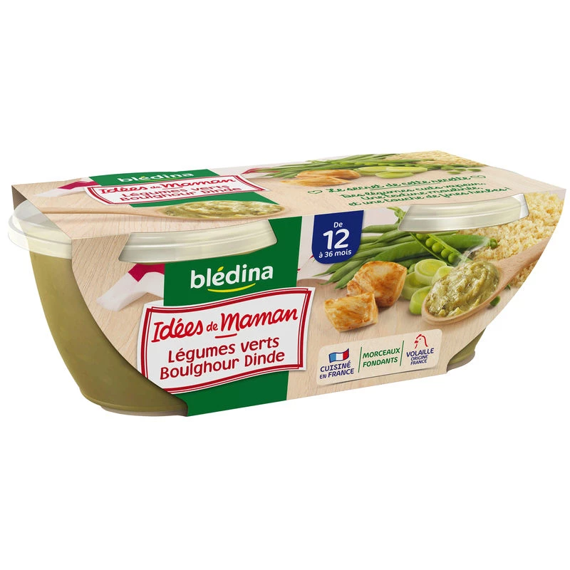 Potted green vegetables/turkey from 12 months 2x200g - BLEDINA
