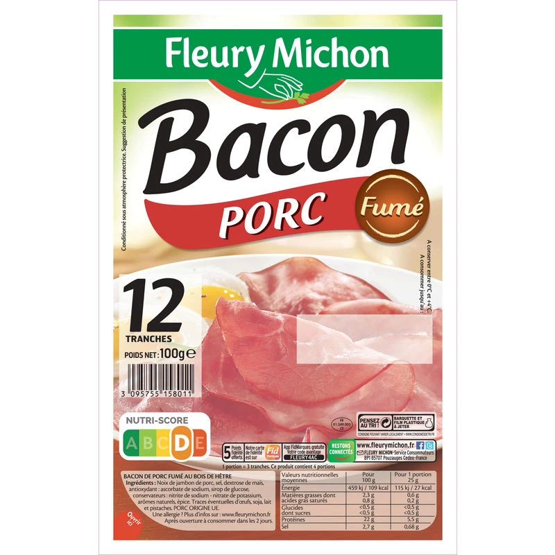 Bacon Porc 12t 100g