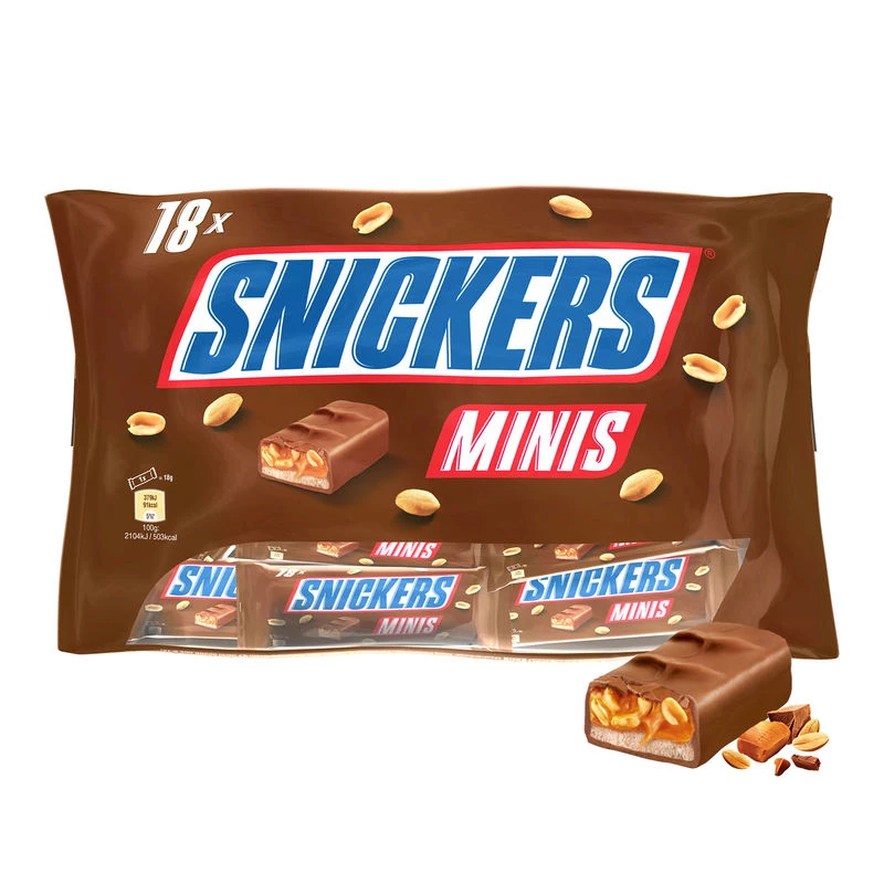 Mini barras de chocolate con maní tostado y caramelo 366g - SNICKERS