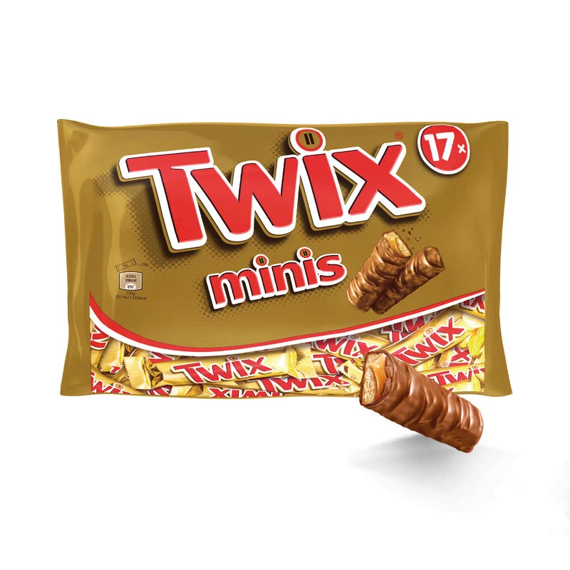 Mini barrette di cioccolato con biscotto ricoperto di caramello 366g - TWIX