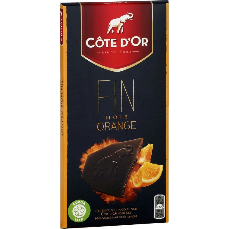 Tableta de chocolate negro y ralladura de naranja 100g - COTE D'OR