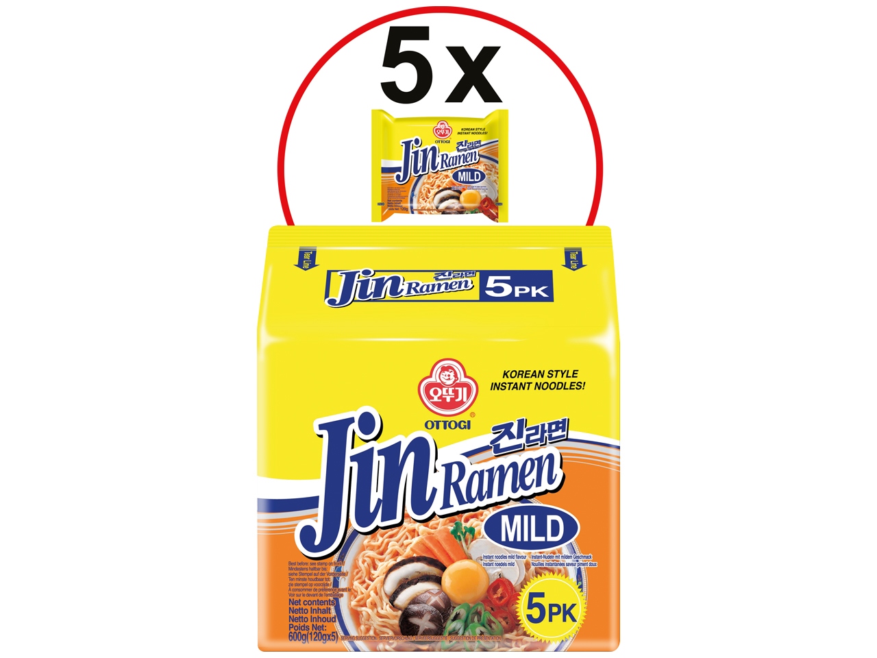 Jin Ramen Instant Noodles 8x5x120gr - Ottogi