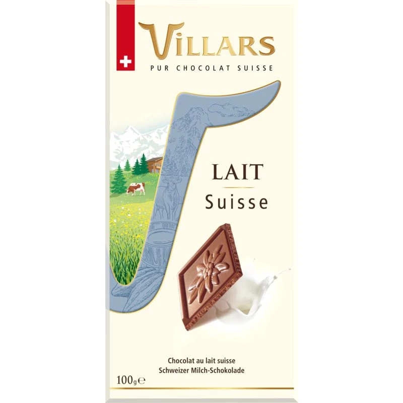 Tablette de chocolat au lait suisse 100g - VILLARS
