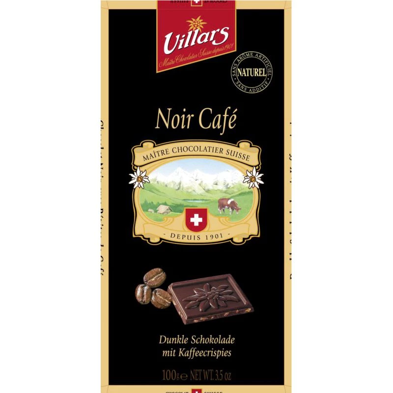 Tableta de chocolate negro con pepitas de café 100g - VILLARS