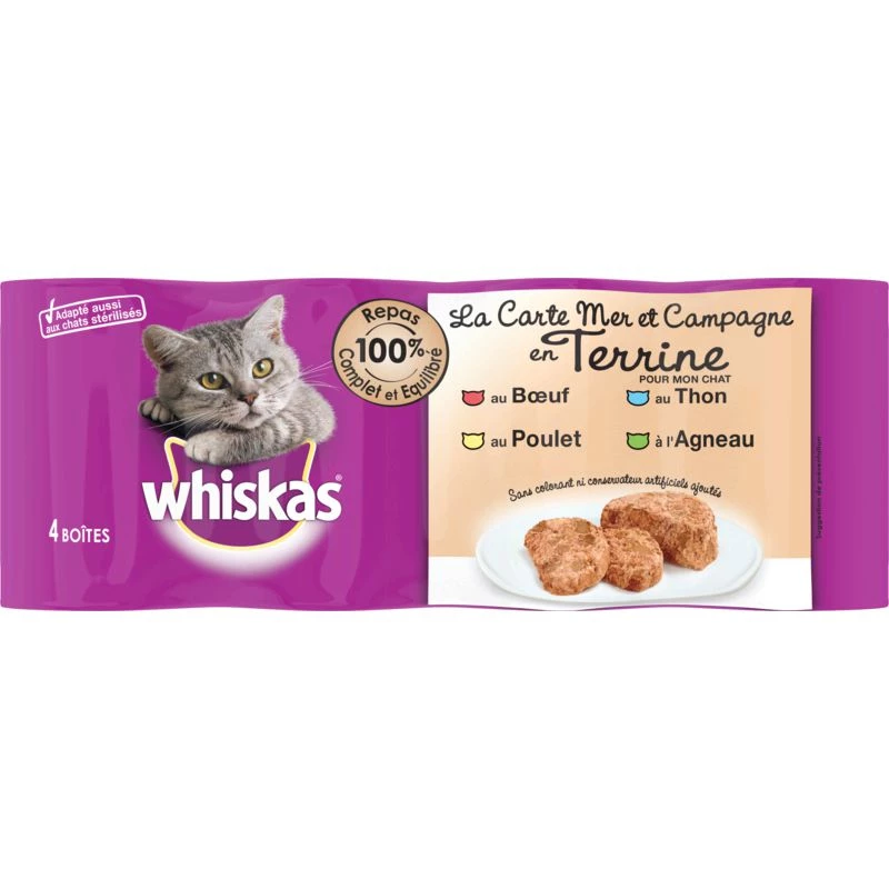 Boites pour chats adultes aux viandes et poissons 4x400g - WHISKAS