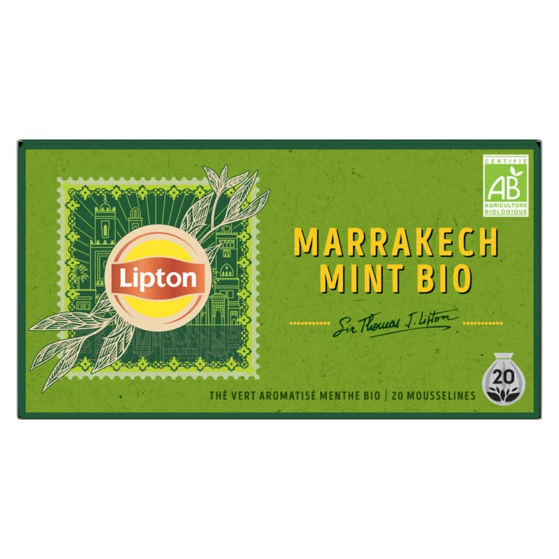 Thé Vert Bio Marrakech Mint, x20, 34g - LIPTON
