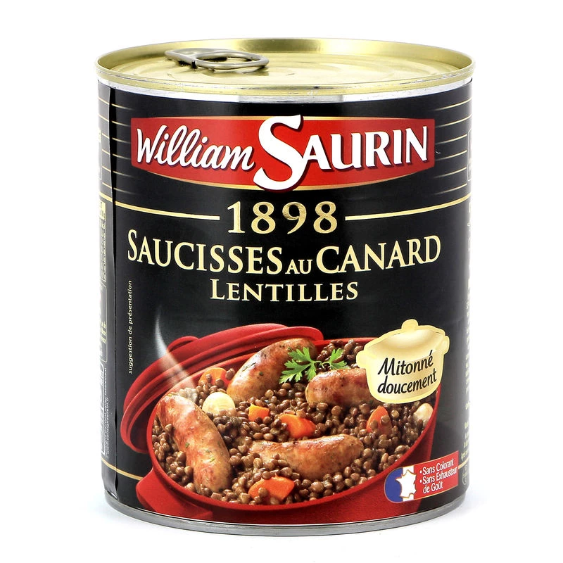 Saucisses au canards lentilles 840g - WILLIAM SAURIN