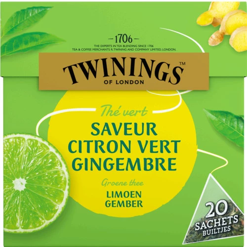 Thé Vert Saveur Citron Vert Gingembre 20s 32g - TWINNINGS