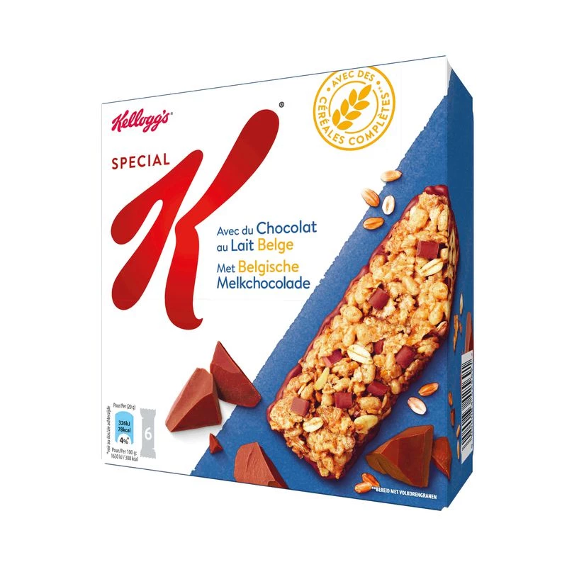 Barras de cereais especiais com chocolate ao leite K x6 120g - KELLOGG'S