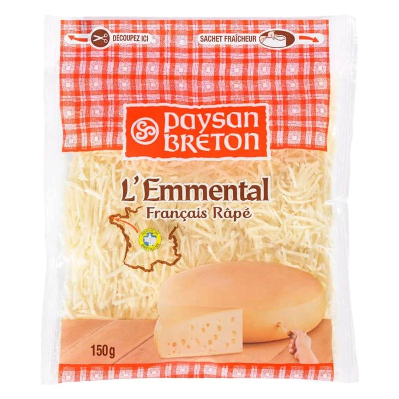 Fromage Emmental rapé 150g - PAYSAN BRETON