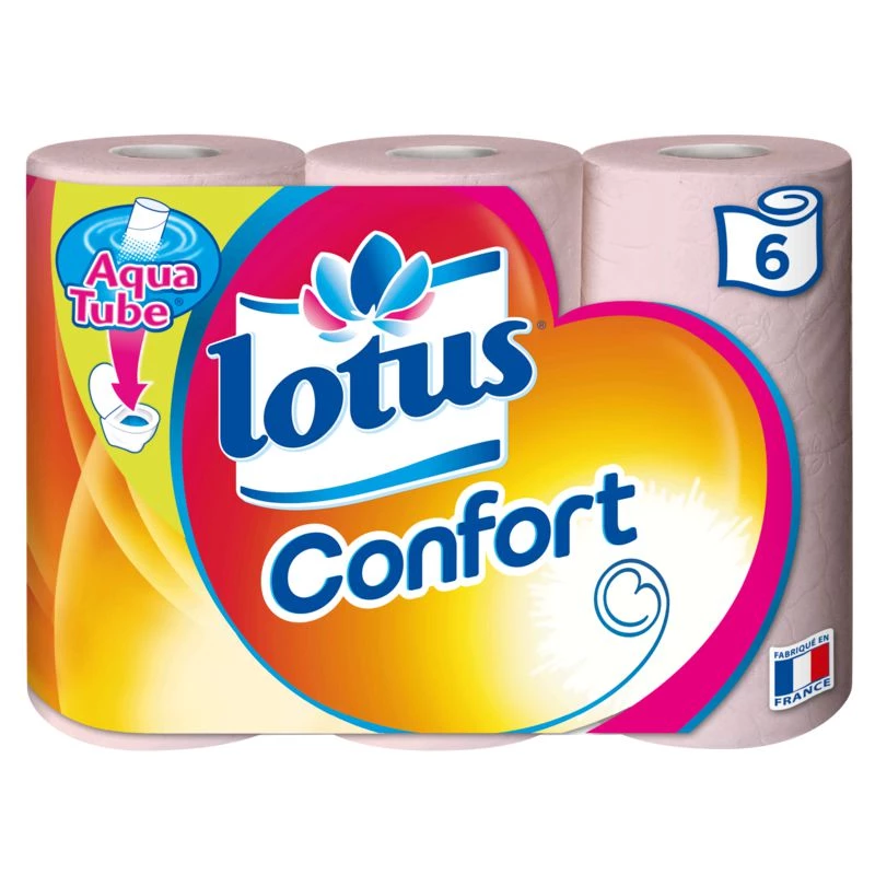 Papier toilette confort aqua tube x6 - LOTUS