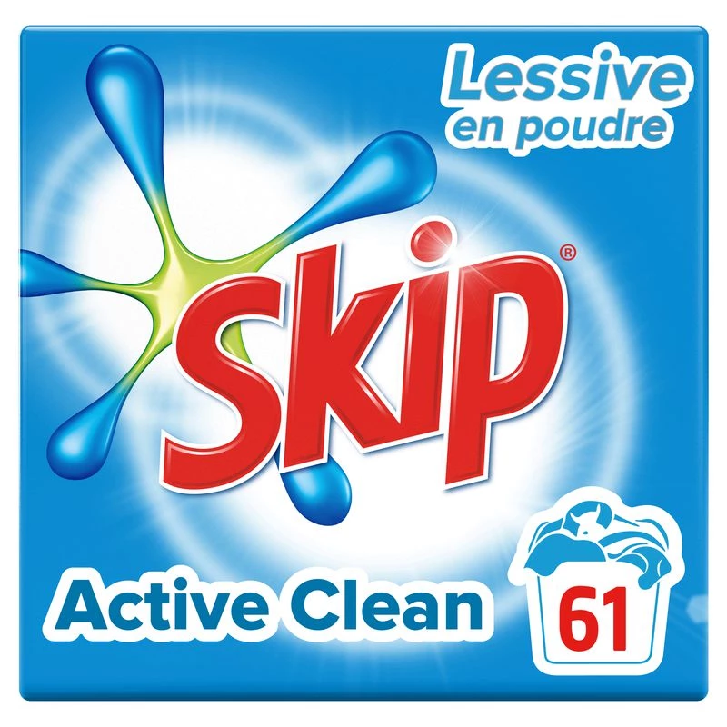 Lessive en poudre active clean 61 lavages - SKIP