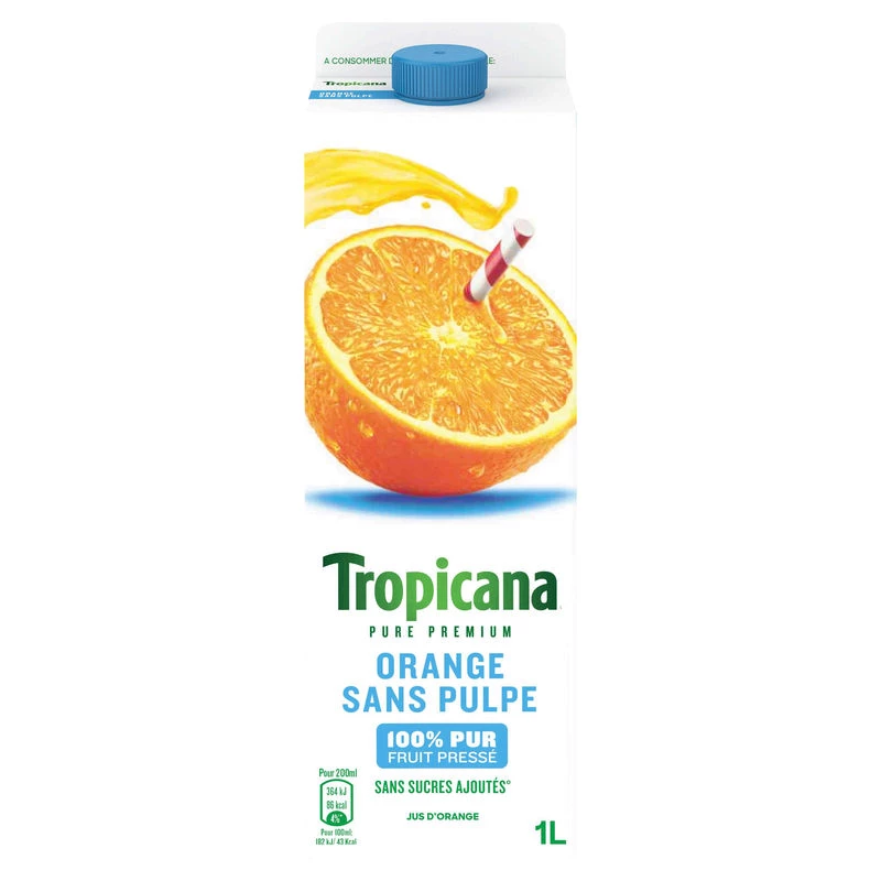 Pur jus orange sans pulpe 1l - TROPICANA