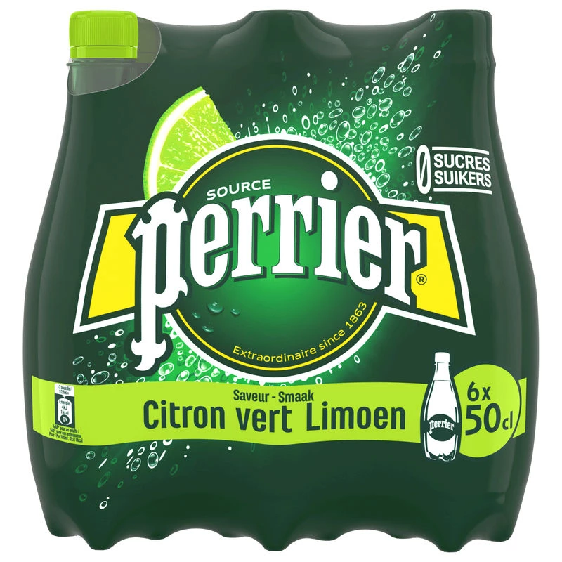 Eau Gazeuse Aromatisee Citron Vert 50cl Pet X 6 - PERRIER