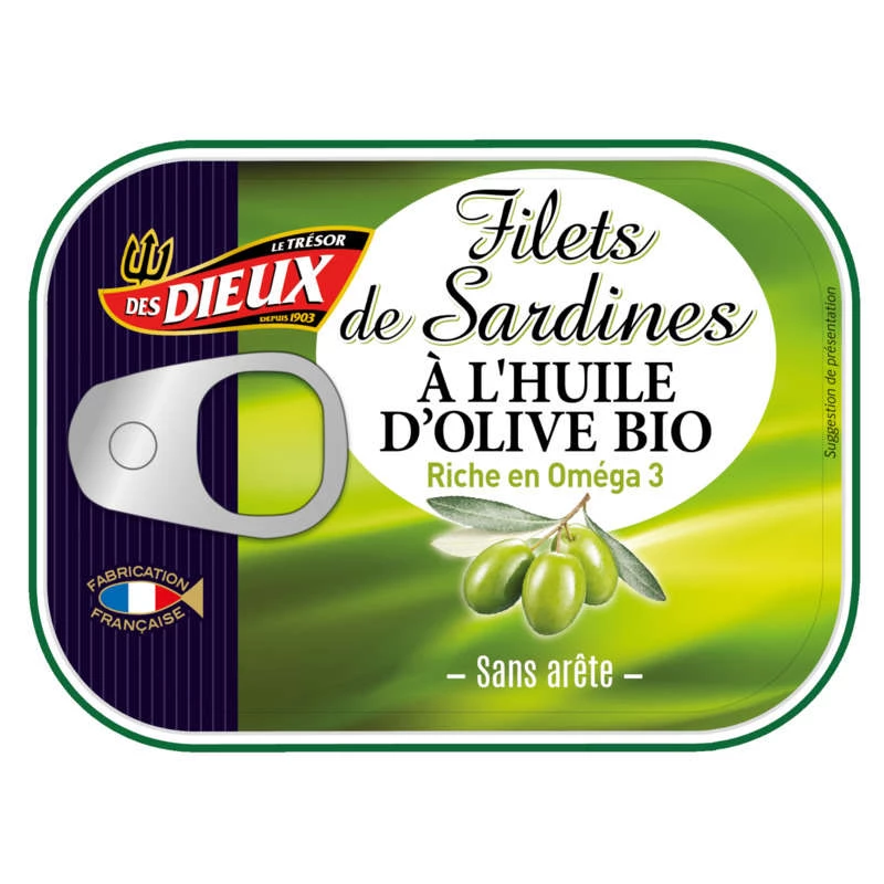 Filets De Sardine à l'huile d'olive Bio 115g - LE TRESOR DES DIEUX