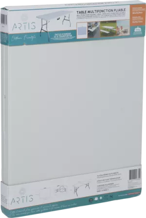 Tavolino pieghevole multiuso 180x70 cm bianco con maniglia per il trasporto - Artis