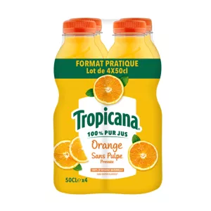 Nước Cam Không Tép Nguyên Chất 4x50cl - Tropicana