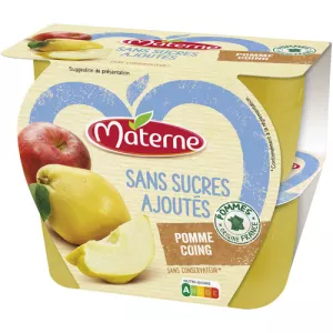 Compote pomme coing sans sucres ajoutés 4x100g - MATERNE
