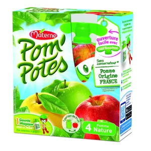 4x90g Natural Apple Compote - POM' POTES