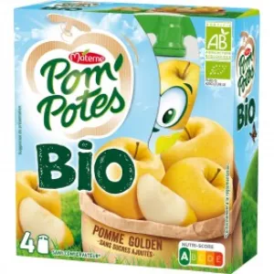 Compotas de manzana naturales ecológicas sin azúcares añadidos 4x90g - POM POTES