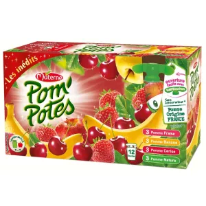 Compotes en gourde assortiment 12x90g - POM' POTES