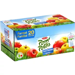Compote gourdes bio pomme nature sans sucres ajoutés 20x90g - POM POTES