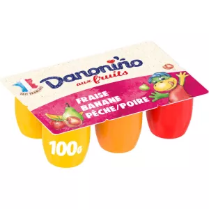 Uswisi ndogo na matunda ya majani ya majani peach pear danonino 6x100g - DANONINO